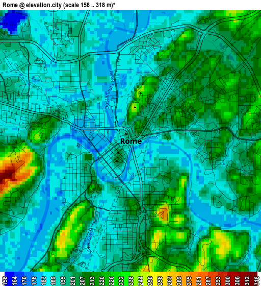 Rome elevation map