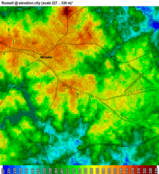 Russell elevation map