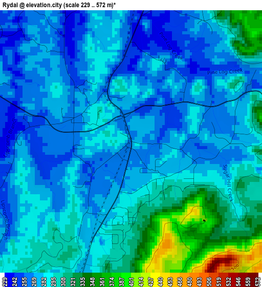 Rydal elevation map