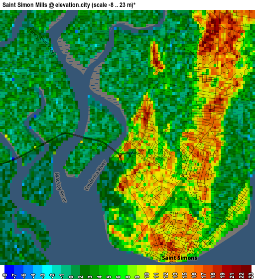 Saint Simon Mills elevation map