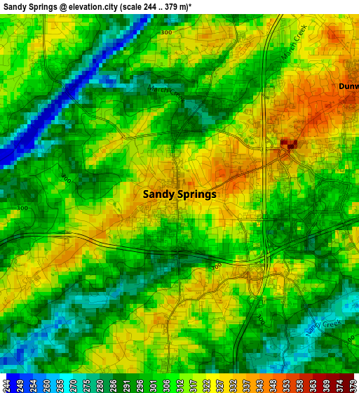 Sandy Springs elevation map