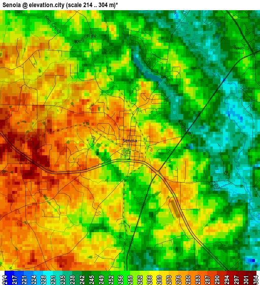 Senoia elevation map