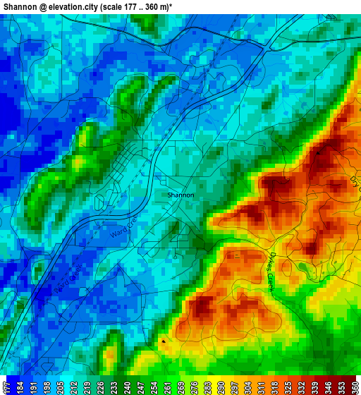 Shannon elevation map