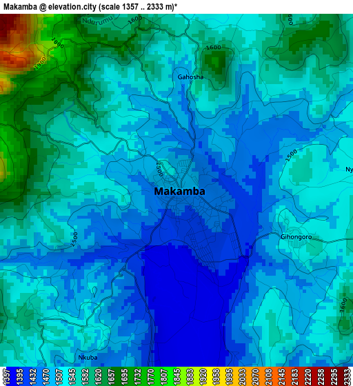 Makamba elevation map