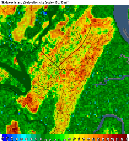 Skidaway Island elevation map