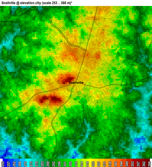 Snellville elevation map