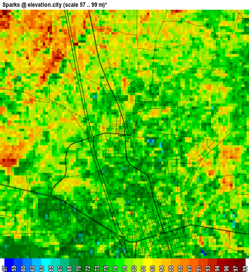 Sparks elevation map