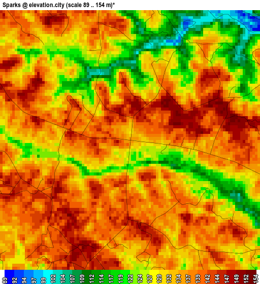 Sparks elevation map