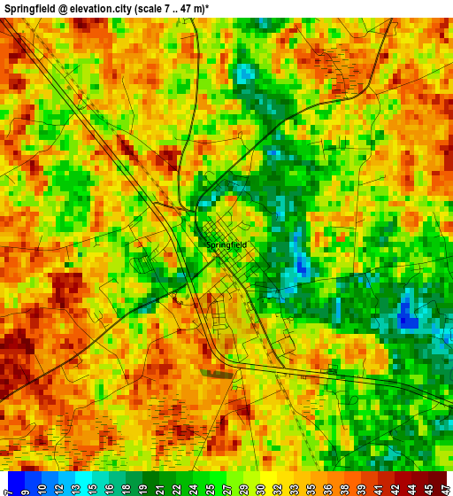 Springfield elevation map