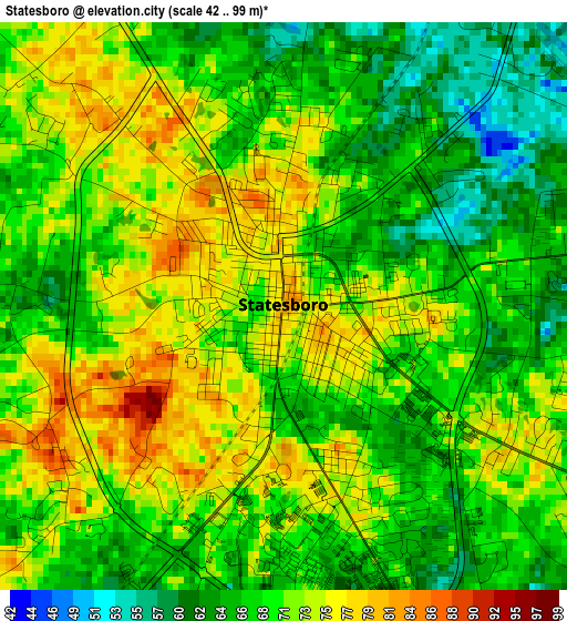 Statesboro elevation map