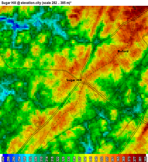 Sugar Hill elevation map