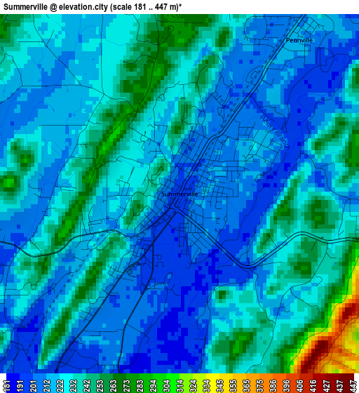 Summerville elevation map