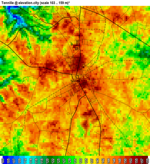 Tennille elevation map