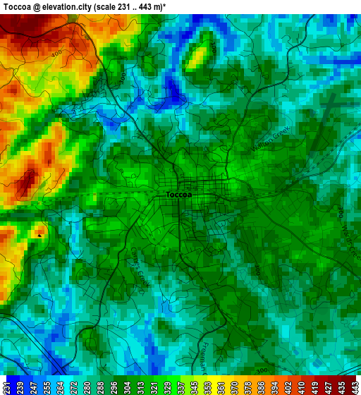 Toccoa elevation map