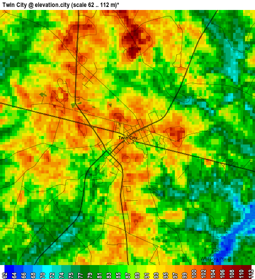 Twin City elevation map