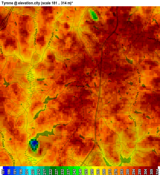 Tyrone elevation map