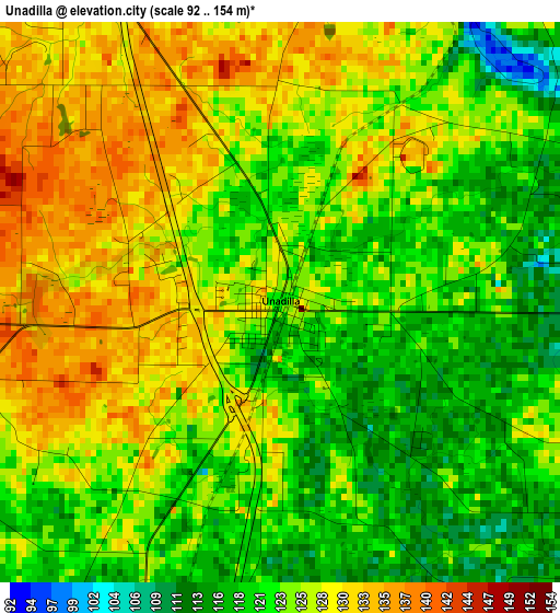 Unadilla elevation map