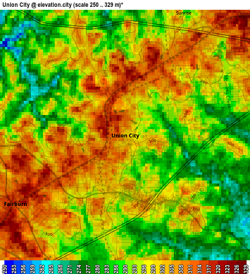 Union City elevation map