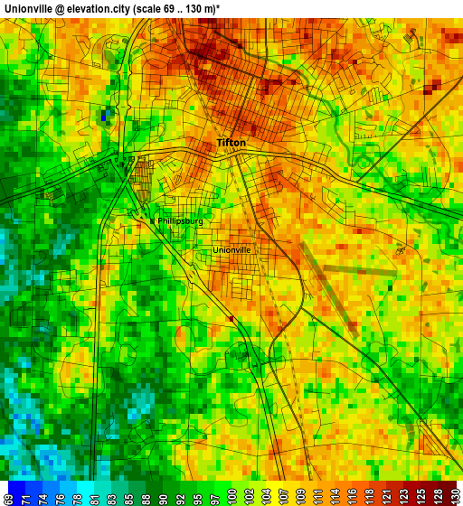 Unionville elevation map