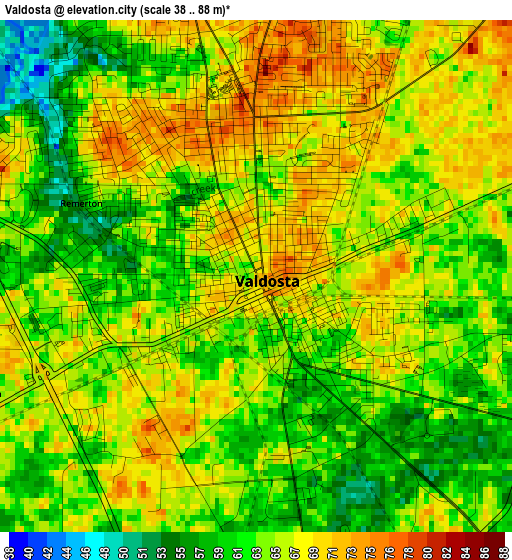 Valdosta elevation map