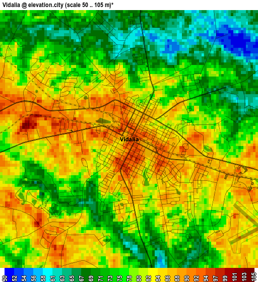 Vidalia elevation map