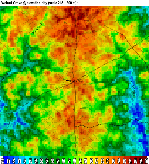 Walnut Grove elevation map