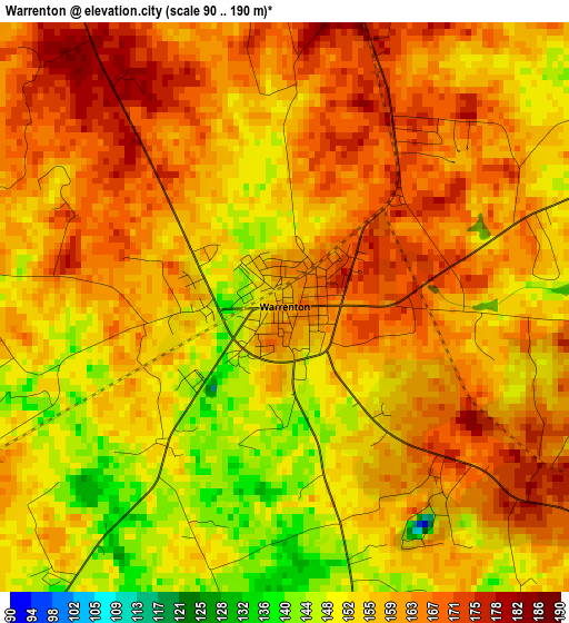 Warrenton elevation map