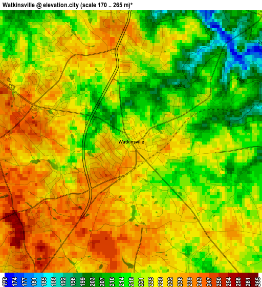 Watkinsville elevation map