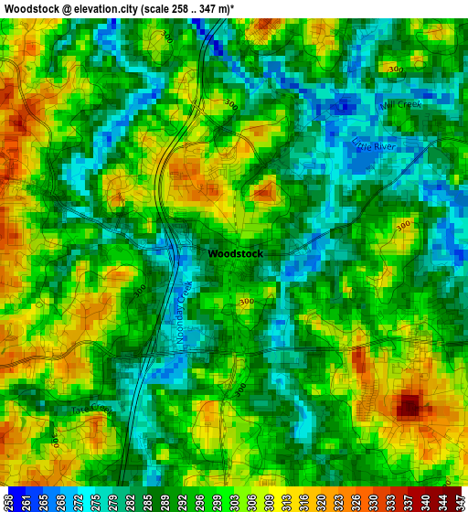 Woodstock elevation map