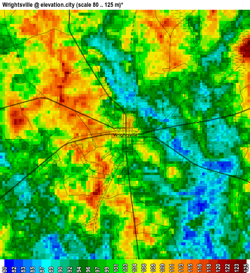 Wrightsville elevation map