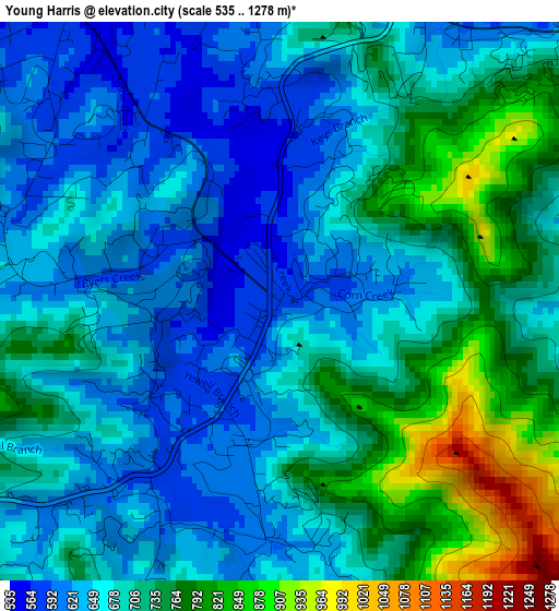 Young Harris elevation map