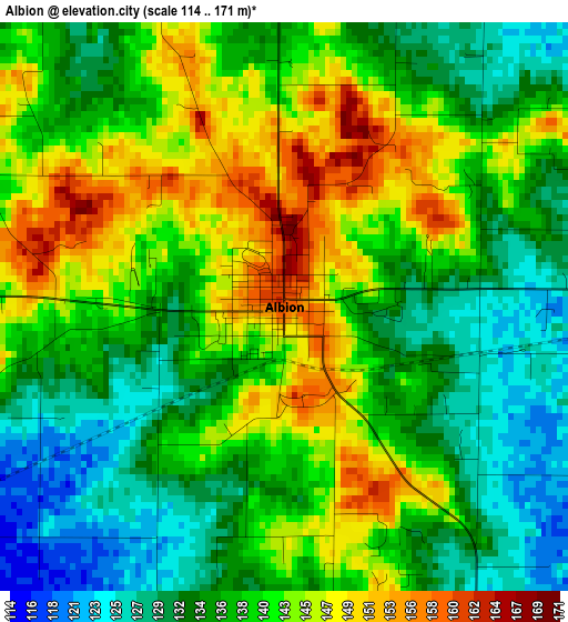 Albion elevation map