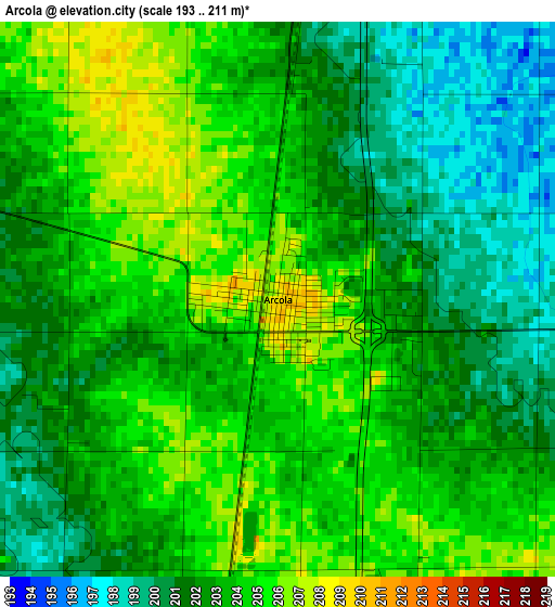 Arcola elevation map