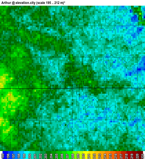 Arthur elevation map