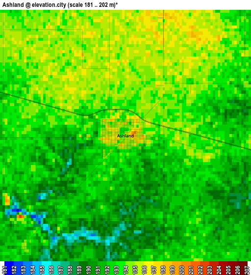 Ashland elevation map