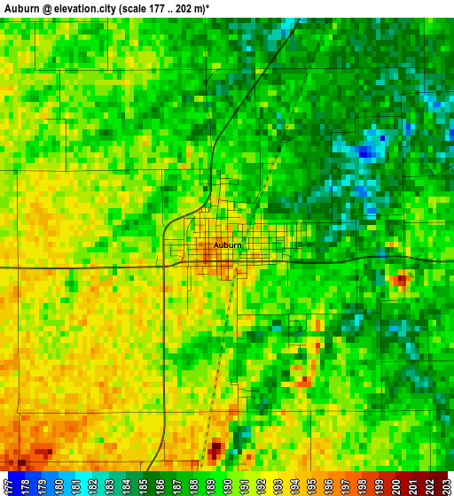 Auburn elevation map