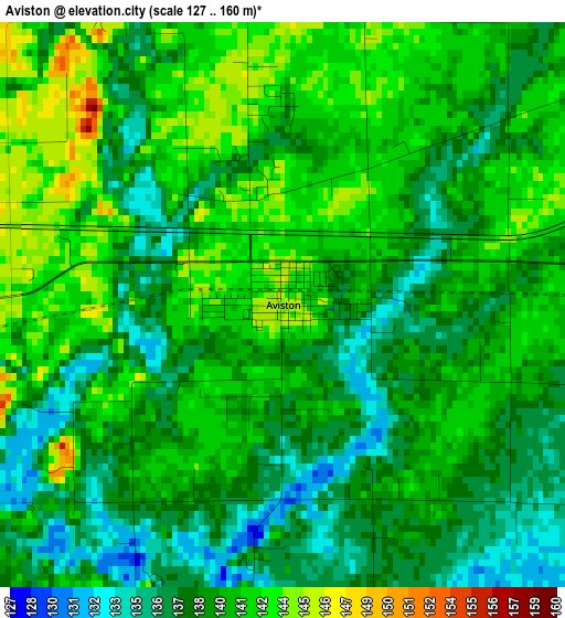 Aviston elevation map