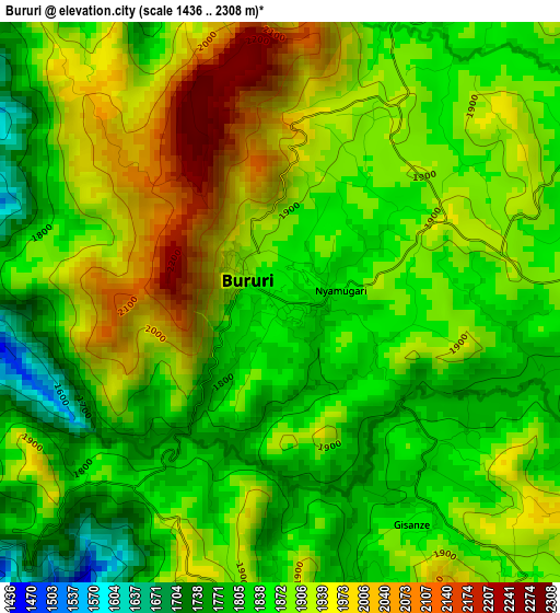 Bururi elevation map