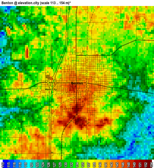 Benton elevation map