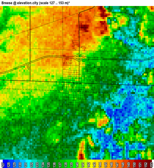 Breese elevation map