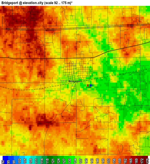 Bridgeport elevation map