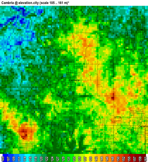 Cambria elevation map