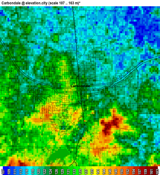 Carbondale elevation map