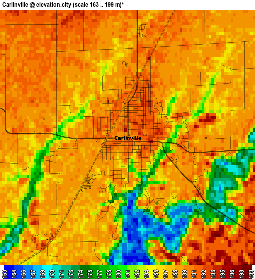 Carlinville elevation map