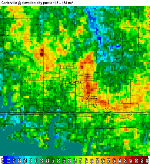 Carterville elevation map