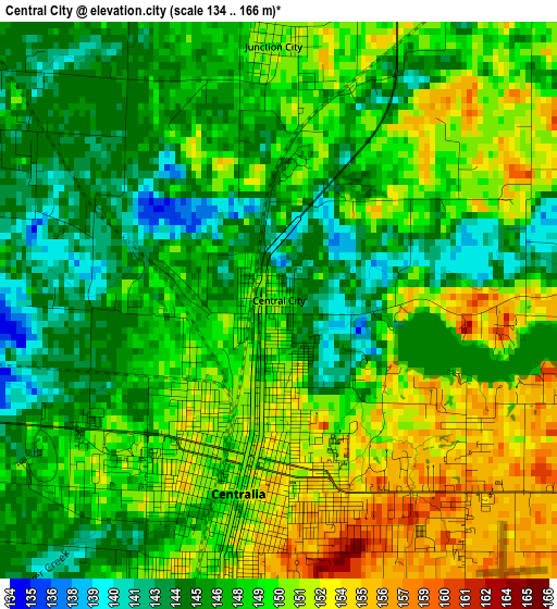 Central City elevation map