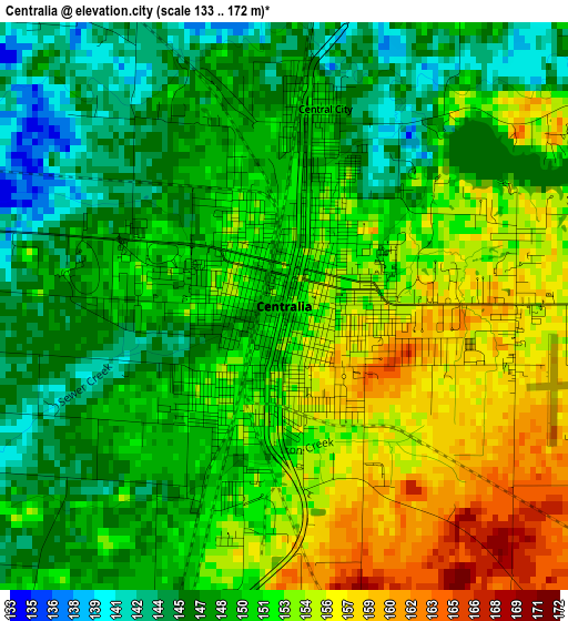 Centralia elevation map