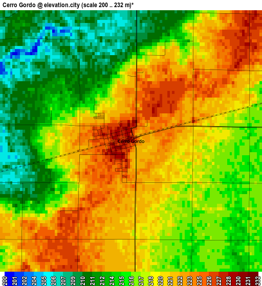 Cerro Gordo elevation map