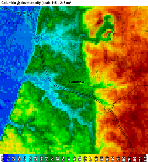 Columbia elevation map