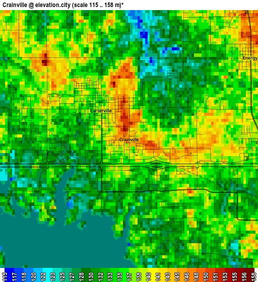 Crainville elevation map